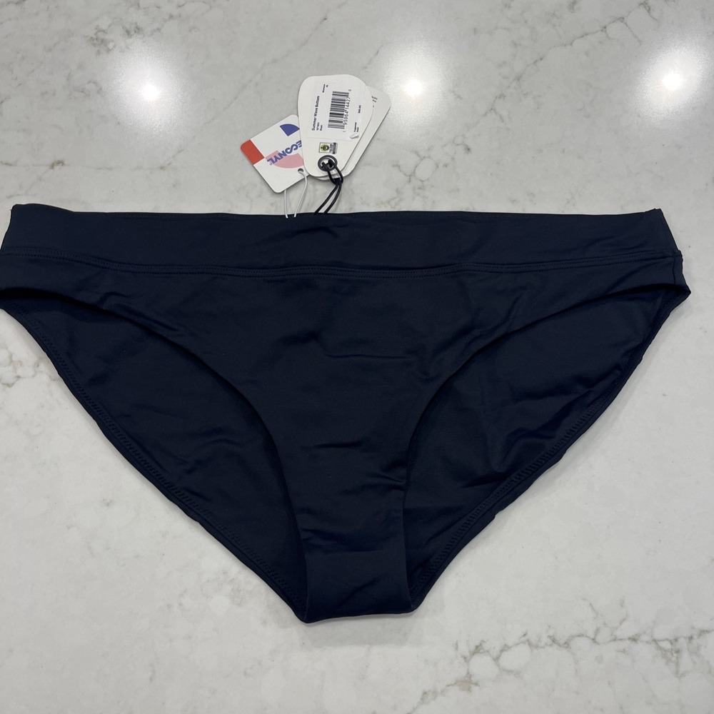 Prana NEW Summer Wave Black Bikini Swim Mid-Rise Bottoms Size XL UPF Beach